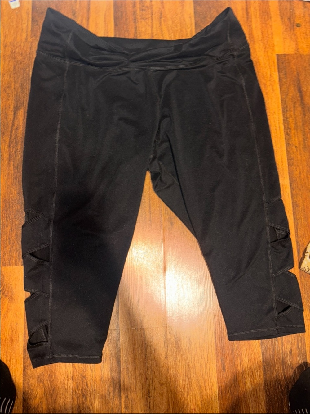 Champion Black Capri Leggings with Side Cutout Detail